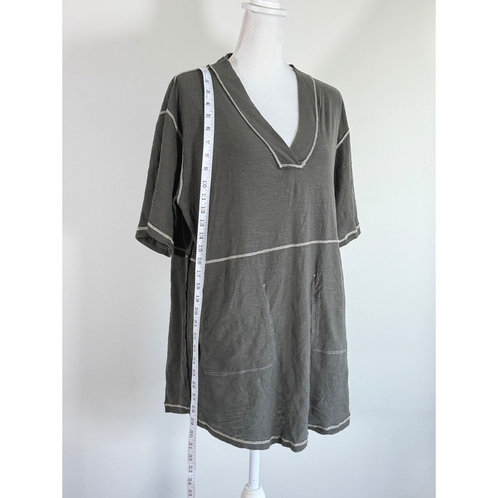 Natural Life Charlie V-Neck Cotton Tunic Dress Olive Green Patch Pockets Size S - Picture 6 of 11